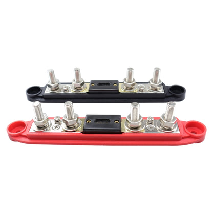 1 Pair RV Yacht M8 Single Row 4-way Power Distribution Block Busbar with Cover with 300A Fuse, CP-4125