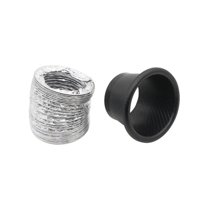 XH-UN099 Carbon Fiber Car Front Bumper Turbo Air Intake Inlet Pipe Air Funnel Kit, Round, Square