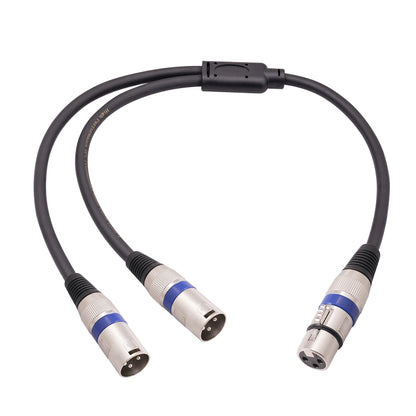 2055YMMF-05 XLR 3pin Female to Dual Male Audio Cable, Length: 50cm, XLR F to Dual M (Black+Red), XLR F to Dual M (Black+Blue), XLR F to Dual M (Black)
