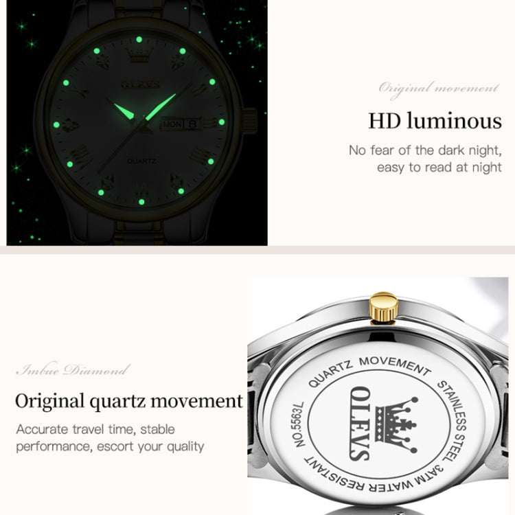 OLEVS 5563 Women Luminous Waterproof Quartz Watch, Women Quartz Watch