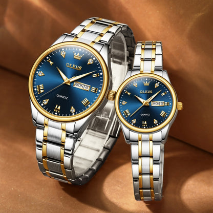 OLEVS 5563 Couple Luminous Waterproof Quartz Watch, Couple Quartz Watch