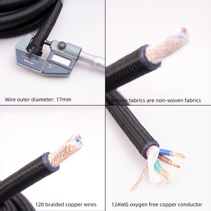 3720 HiFi Audio Universal AC Power Cable US Plug, 1m, 2m, 3m