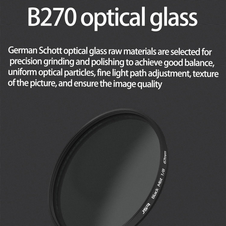 JSR Black Mist Filter Camera Lens Filter, 37mm, 43mm, 46mm, 49mm, 52mm, 55mm, 58mm, 62mm, 67mm, 72mm, 77mm, 82mm, 86mm
