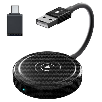 Carbon Fiber USB + USB-C / Type-C Wired to Wireless Carplay Adapter for iPhone, 020-5