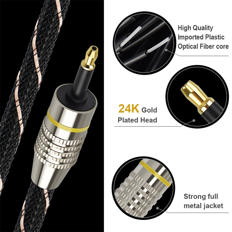 EMK Square Port to Round Port Set-top Box Digital Audio Optical Fiber Connecting Cable, 1m, 1.5m, 2m, 3m, 5m, 10m