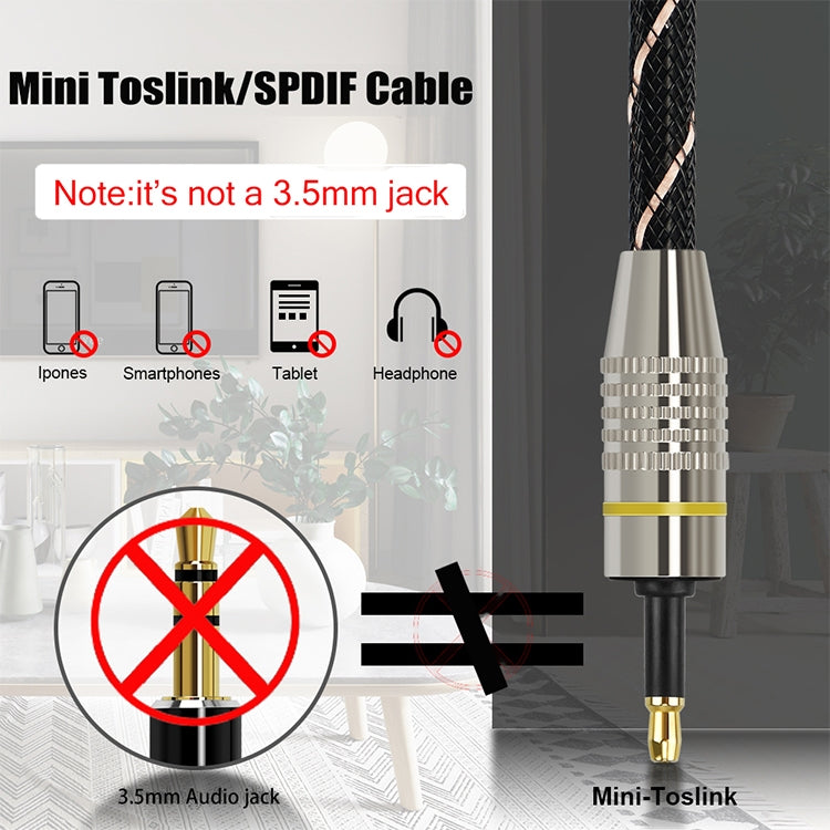 EMK Square Port to Round Port Set-top Box Digital Audio Optical Fiber Connecting Cable, 1m, 1.5m, 2m, 3m, 5m, 10m
