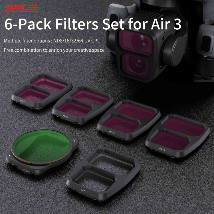 STARTRC Drone Lens Filter, For DJI Air 3 6 in 1 ND8/16/32/64 UV CPL