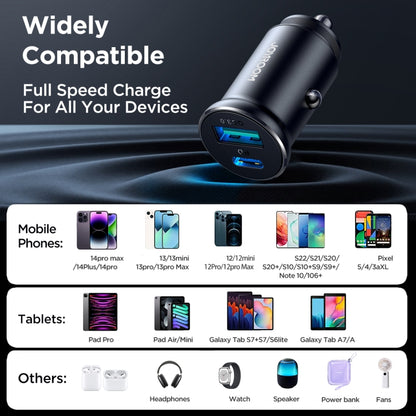 JOYROOM JR-CCN05 30W PD+QC3.0 Mini Metal Car Charger, JR-CCN05