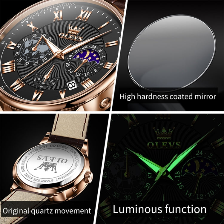 OLEVS 2893 Men Multifunctional Business Quartz Watch
