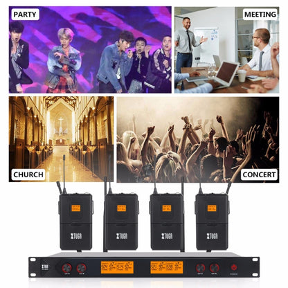 XTUGA A400-B Professional 4-Channel UHF Wireless Microphone System with 4 BodyPack Lavalier Headset Microphone, A400-B