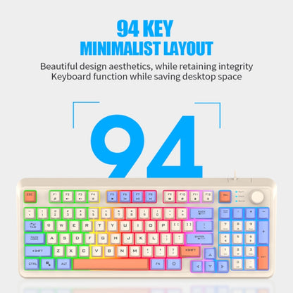 XUNFOX K82 Three-colors 94-Keys Blacklit USB Wired Gaming Keyboard, Cable Length: 1.5m