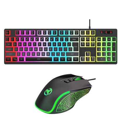 HXSJ L200+X100 Wired RGB Backlit Keyboard and Mouse Set 104 Pudding Key Caps + 3600DPI Mouse, L200+X100