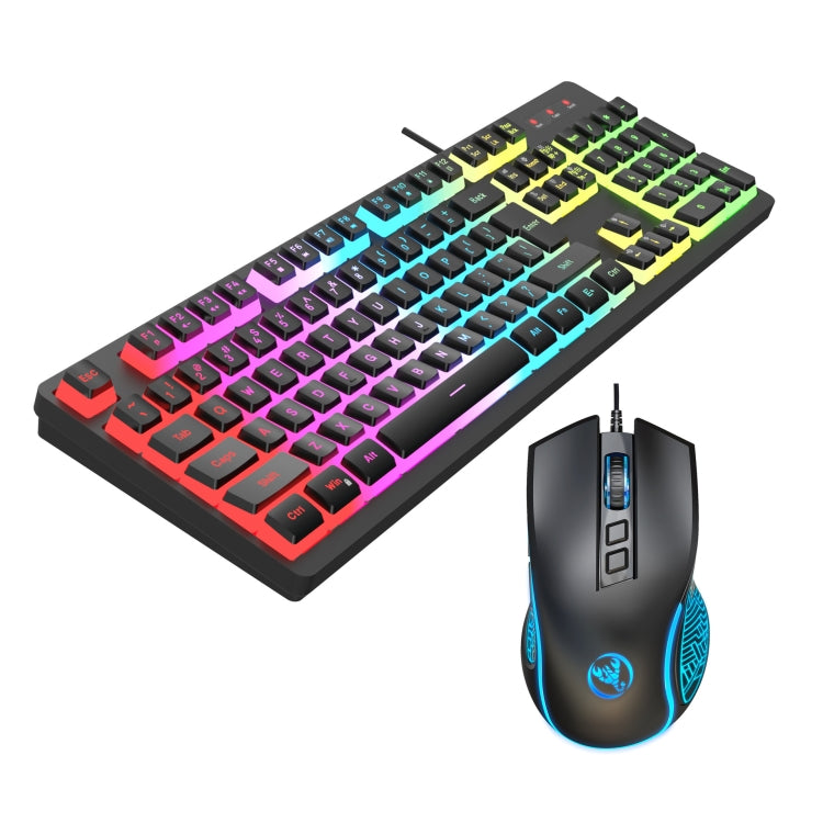 HXSJ L200+X100 Wired RGB Backlit Keyboard and Mouse Set 104 Pudding Key Caps + 3600DPI Mouse, L200+X100