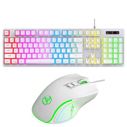 HXSJ L200+X100 Wired RGB Backlit Keyboard and Mouse Set 104 Pudding Key Caps + 3600DPI Mouse, L200+X100