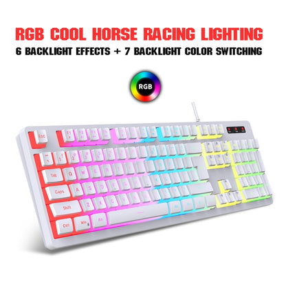 HXSJ L200+X100 Wired RGB Backlit Keyboard and Mouse Set 104 Pudding Key Caps + 3600DPI Mouse, L200+X100