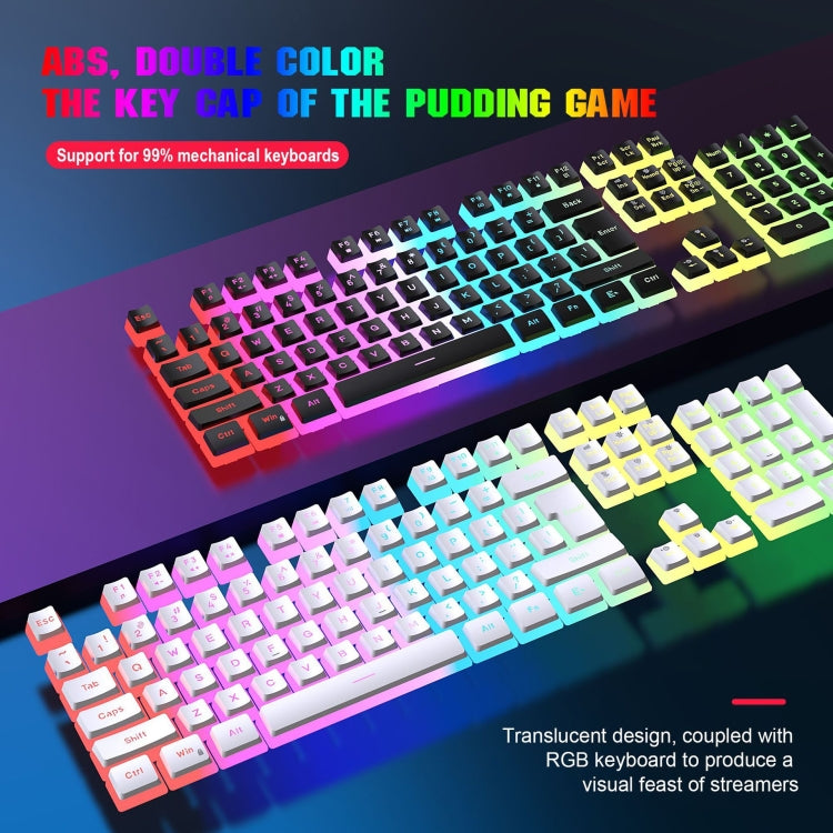 HXSJ L200+X100 Wired RGB Backlit Keyboard and Mouse Set 104 Pudding Key Caps + 3600DPI Mouse, L200+X100