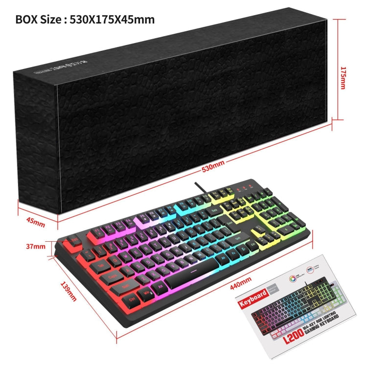 HXSJ L200 Wired RGB Backlit Keyboard 104 Pudding Key Caps, L200