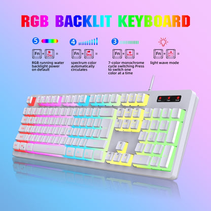 HXSJ L200 Wired RGB Backlit Keyboard 104 Pudding Key Caps, L200