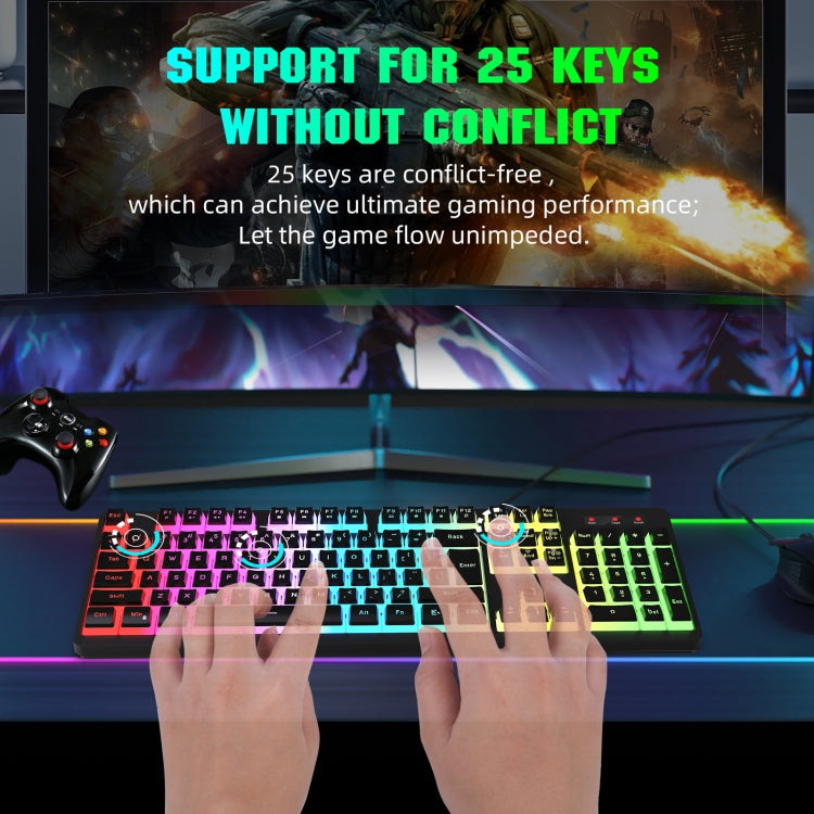 HXSJ L200 Wired RGB Backlit Keyboard 104 Pudding Key Caps, L200