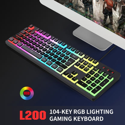 HXSJ L200 Wired RGB Backlit Keyboard 104 Pudding Key Caps, L200