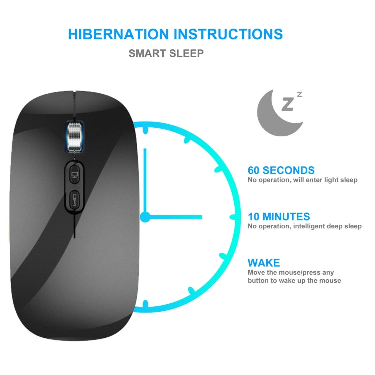 HXSJ M103 1600DPI UV Dual Mode 2.4GHz + Bluetooth 5.1 Wireless Rechargeable Mouse, Dual Mode UV Black