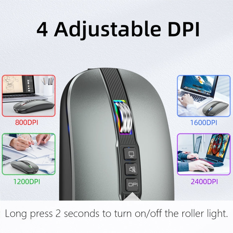 HXSJ M113 2400DPI Dual Mode 2.4GHz + Bluetooth 5.1 Wireless Mouse