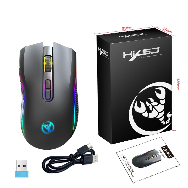 HXSJ T69 4800DPI RGB 2.4GHz Wireless Mouse, T69