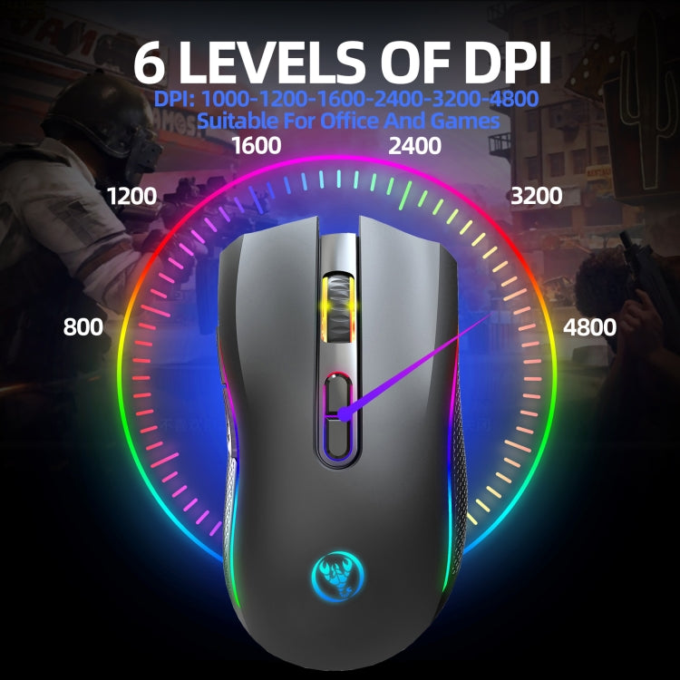 HXSJ T69 4800DPI RGB 2.4GHz Wireless Mouse, T69