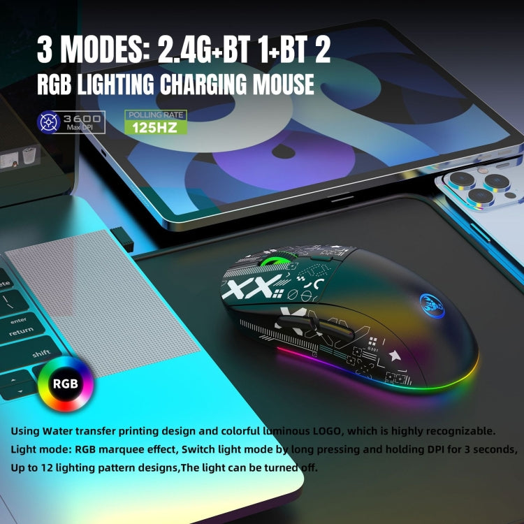 HXSJ T90 RGB Light Three-mode Wireless Gaming Mouse, T90