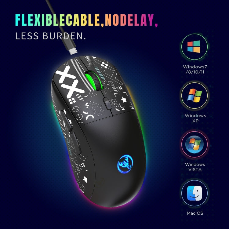 HXSJ T90 RGB Light Three-mode Wireless Gaming Mouse, T90