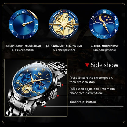 OLEVS 2859 Men Multifunctional Luminous Waterproof Quartz Watch