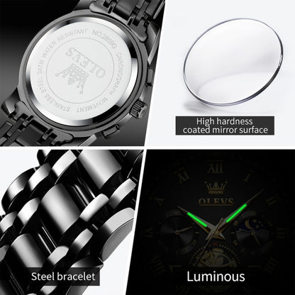 OLEVS 2859 Men Multifunctional Luminous Waterproof Quartz Watch