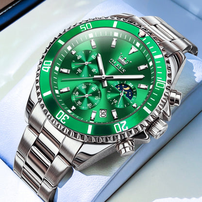 OLEVS 2870 Men Multifunctional Chronograph Three Eyes Waterproof Quartz Watch