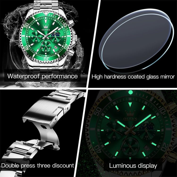 OLEVS 2870 Men Multifunctional Chronograph Three Eyes Waterproof Quartz Watch