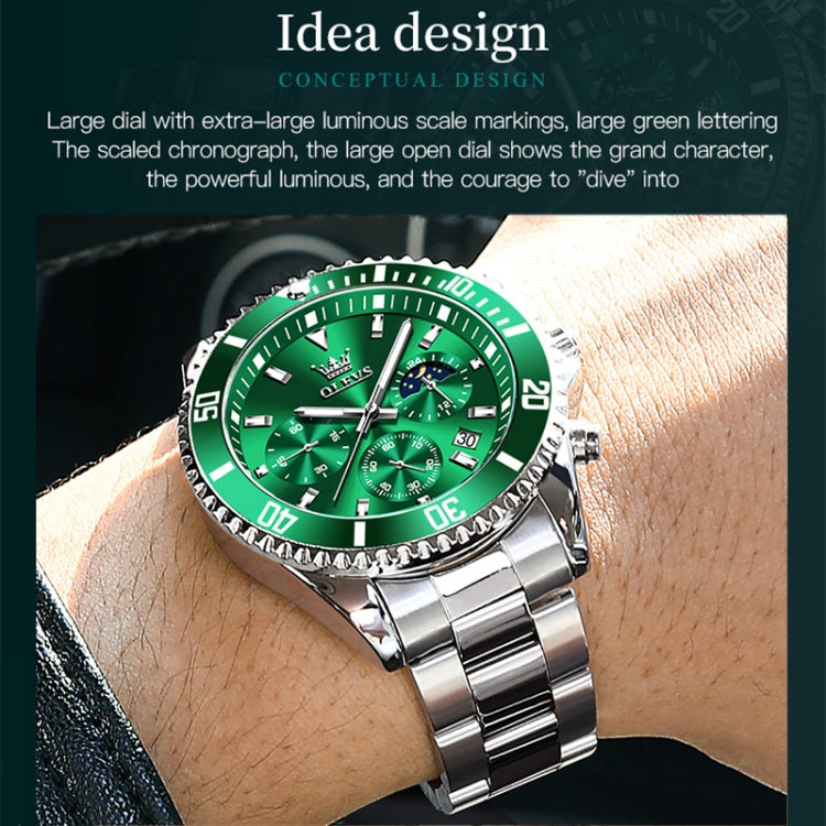 OLEVS 2870 Men Multifunctional Chronograph Three Eyes Waterproof Quartz Watch
