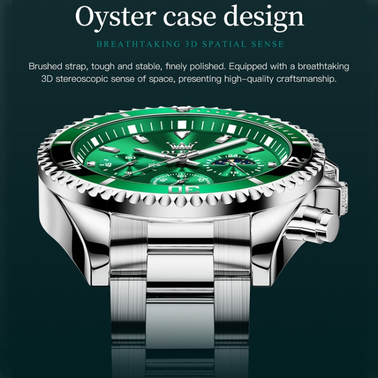 OLEVS 2870 Men Multifunctional Chronograph Three Eyes Waterproof Quartz Watch