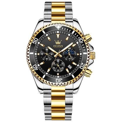 OLEVS 2870 Men Multifunctional Chronograph Three Eyes Waterproof Quartz Watch