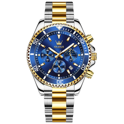 OLEVS 2870 Men Multifunctional Chronograph Three Eyes Waterproof Quartz Watch