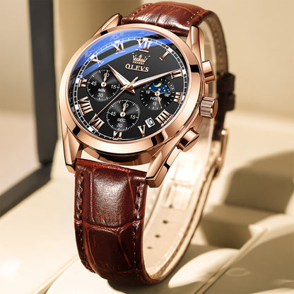 OLEVS 2871 Men Multifunctional Sports Chronograph Luminous Quartz Watch