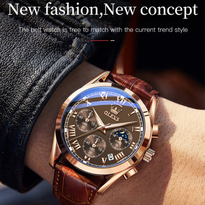 OLEVS 2871 Men Multifunctional Sports Chronograph Luminous Quartz Watch