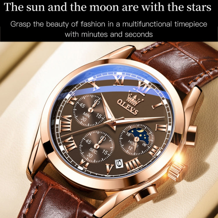 OLEVS 2871 Men Multifunctional Sports Chronograph Luminous Quartz Watch