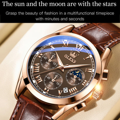 OLEVS 2871 Men Multifunctional Sports Chronograph Luminous Quartz Watch