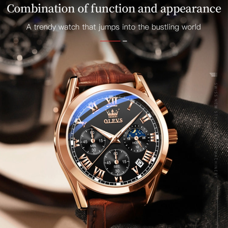 OLEVS 2871 Men Multifunctional Sports Chronograph Luminous Quartz Watch