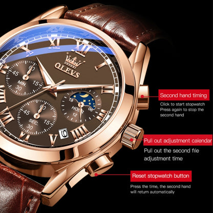 OLEVS 2871 Men Multifunctional Sports Chronograph Luminous Quartz Watch