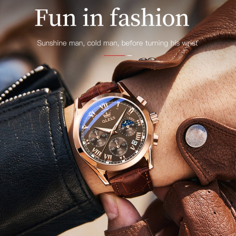 OLEVS 2871 Men Multifunctional Sports Chronograph Luminous Quartz Watch