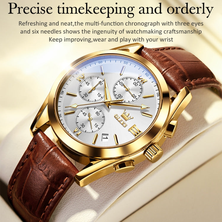 OLEVS 2872 Men Three Eyes Six Needles Chronograph Waterproof Quartz Watch