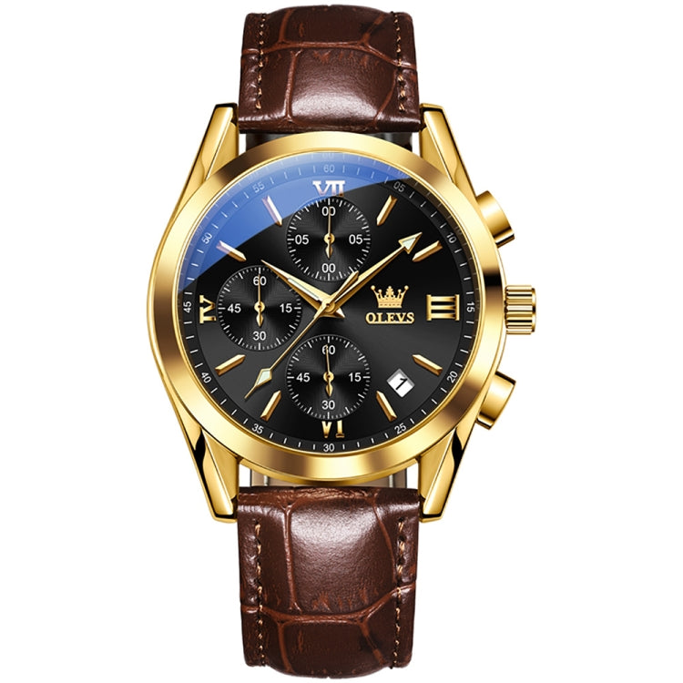 OLEVS 2872 Men Three Eyes Six Needles Chronograph Waterproof Quartz Watch