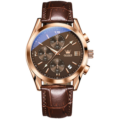 OLEVS 2872 Men Three Eyes Six Needles Chronograph Waterproof Quartz Watch