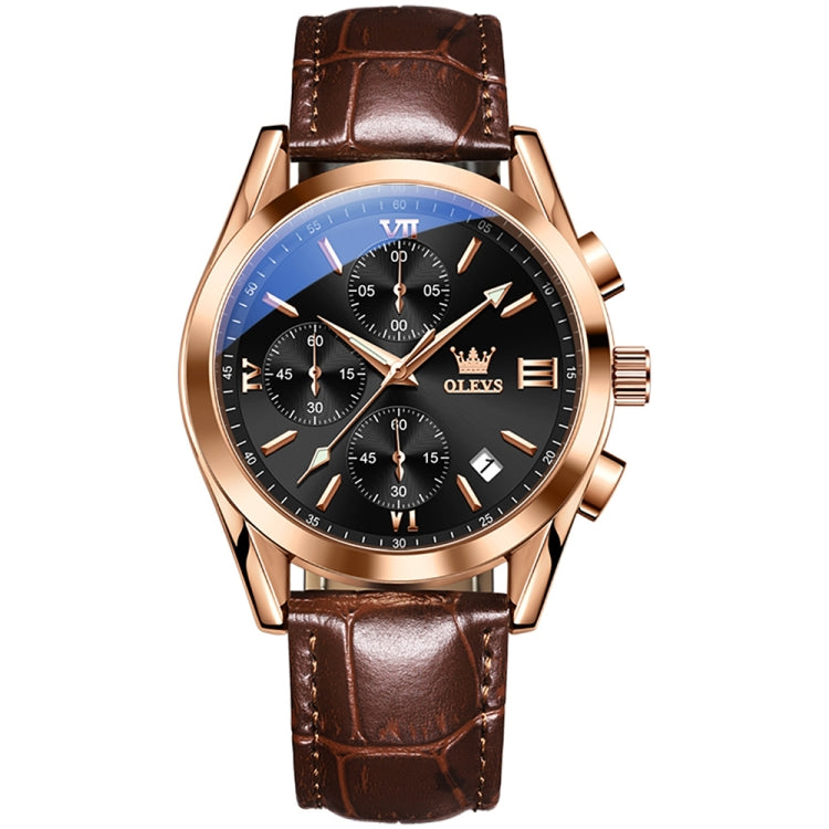 OLEVS 2872 Men Three Eyes Six Needles Chronograph Waterproof Quartz Watch