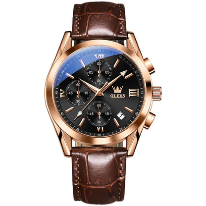 OLEVS 2872 Men Three Eyes Six Needles Chronograph Waterproof Quartz Watch